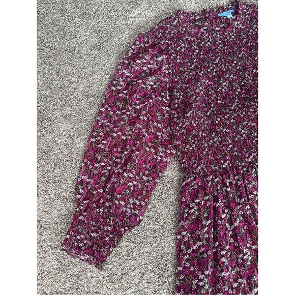 Draper James Long Sleeve Smocked Mini Dress Womens Plus 1X Pink Purple Floral - Picture 12 of 13